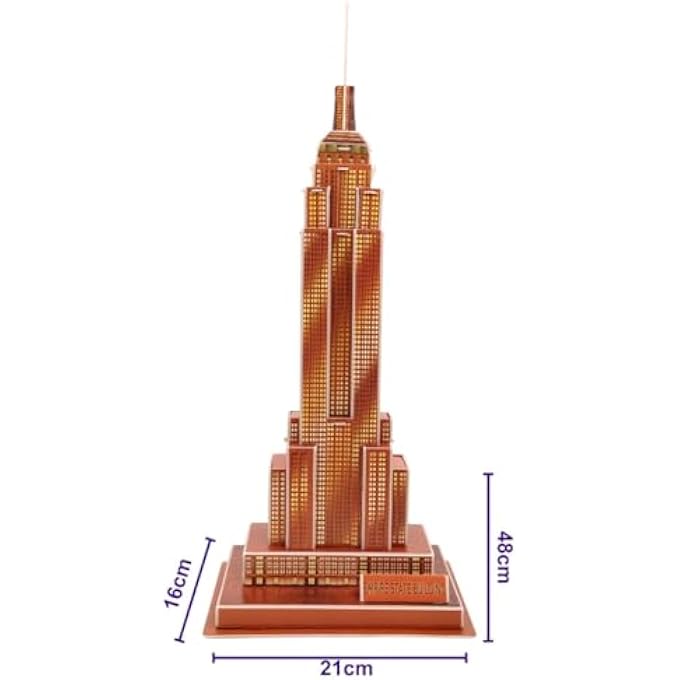 3D PUZZLE GLOBAL LANDMARKS EMPIRE STATE BUILDING GRAND UNIQUE & COLLECTIBLE MODEL ASSEMBLY BUILDING KIT FOR KIDS & ADULTS 32PCS - Image 3